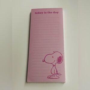 New Long Pink Peanuts Lined Pad "today is the day" 2 Magnets 100 Pages Graphique